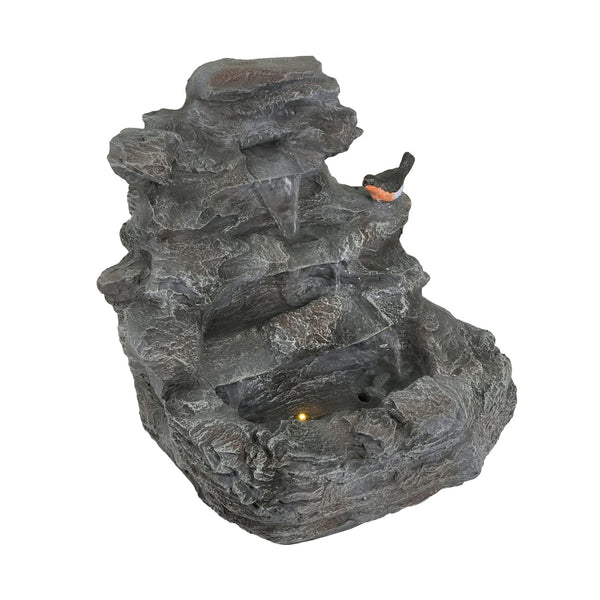English Elm Christopher Knight Home® - 4-Tiered Concrete Waterfall Fountain with LED Glow, Weather-Resistant Outdoor Garden Accent, Soothing Ambiance N765P324559G