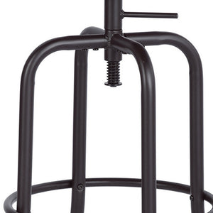 Homeroots Set Of Two Natural And Black Solid Wood And Steel Swivel Backless Counter Height Bar Chairs   483709