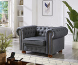 English Elm Classic Chesterfield Sofa Chair For Living Room Grey Faux Leather