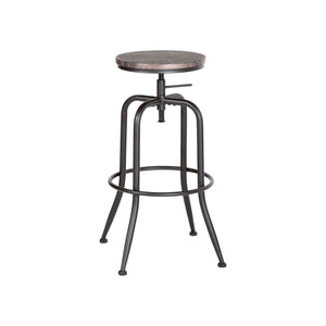 Homeroots Set Of Two Brown And Black Solid Wood And Steel Swivel Backless Counter Height Bar Chairs   483710