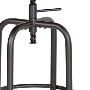 Homeroots Set Of Two Brown And Black Solid Wood And Steel Swivel Backless Counter Height Bar Chairs   483710