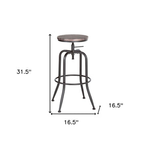 Homeroots Set Of Two Brown And Black Solid Wood And Steel Swivel Backless Counter Height Bar Chairs   483710