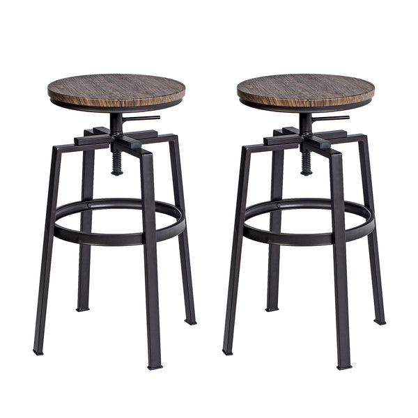 Homeroots Set Of Two 30" Natural And Bronze Steel Swivel Backless Bar Height Bar Chairs   483711
