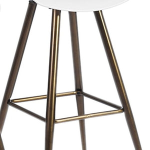 Homeroots Set Of Two 28" White And Bronze Steel Low Back Counter Height Bar Chairs   483712