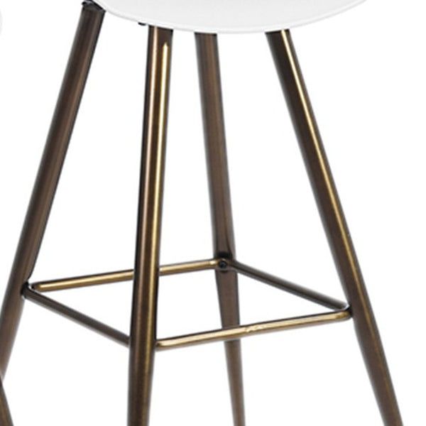 Homeroots Set Of Two 28" White And Bronze Steel Low Back Counter Height Bar Chairs   483712