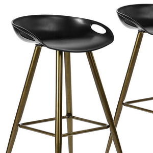 Homeroots Set Of Two 28" Black And Bronze Steel Low Back Counter Height Bar Chairs   483713