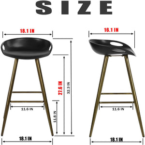 Homeroots Set Of Two 28" Black And Bronze Steel Low Back Counter Height Bar Chairs   483713