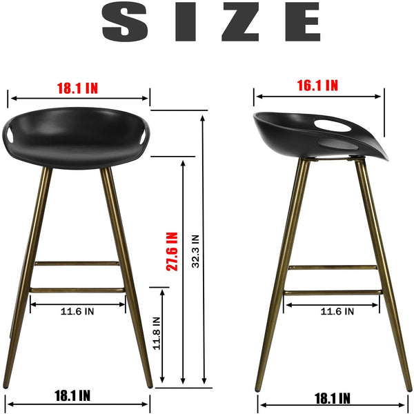 Homeroots Set Of Two 28" Black And Bronze Steel Low Back Counter Height Bar Chairs   483713