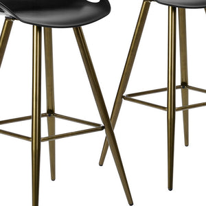 Homeroots Set Of Two 28" Black And Bronze Steel Low Back Counter Height Bar Chairs   483713