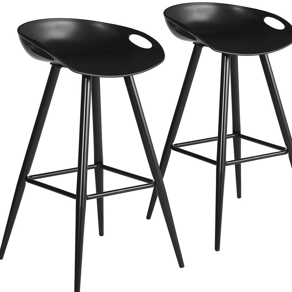 Homeroots Set Of Two 28" Steel Low Back Counter Height Bar Chairs   483714