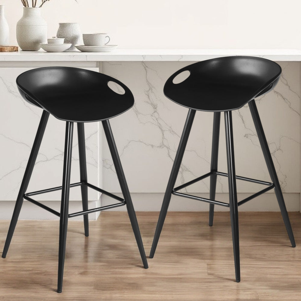 Homeroots Set Of Two 28" Steel Low Back Counter Height Bar Chairs   483714