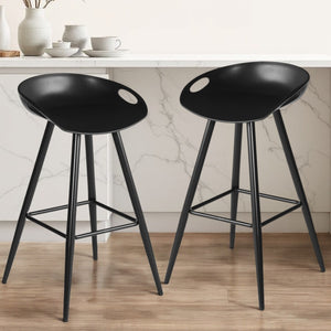 Homeroots Set Of Two 28" Steel Low Back Counter Height Bar Chairs   483714