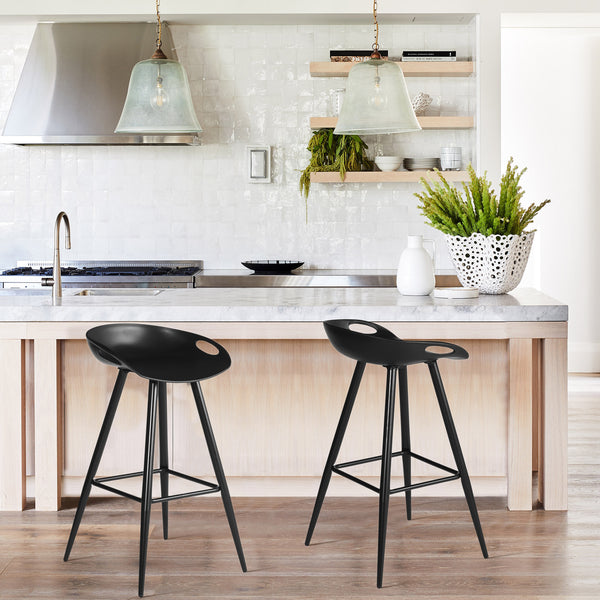 Homeroots Set Of Two 28" Steel Low Back Counter Height Bar Chairs   483714