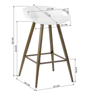 Homeroots Set Of Two 24" White And Bronze Steel Low Back Counter Height Bar Chairs   483715