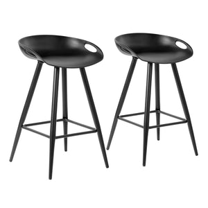 Homeroots Set Of Two 24" Black Steel Backless Counter Height Bar Chairs   483717