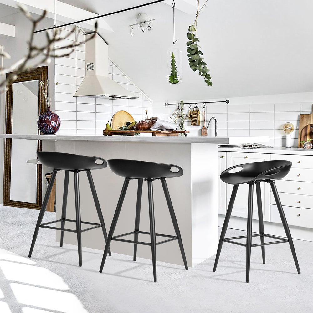 Homeroots Set Of Two 24" Black Steel Backless Counter Height Bar Chairs   483717