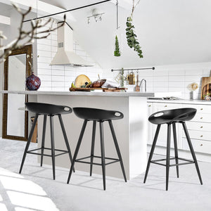 Homeroots Set Of Two 24" Black Steel Backless Counter Height Bar Chairs   483717