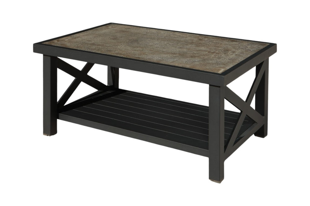 HomeRoots Six Piece Outdoor Gray Metal Sectional Set with Table for Patio Entertaining 483720