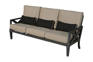Six Piece Outdoor Gray Metal Sectional Set with Table for Patio Entertaining