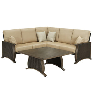 Two Piece Outdoor Metal Sectional Set with Side Table for Patio Entertaining