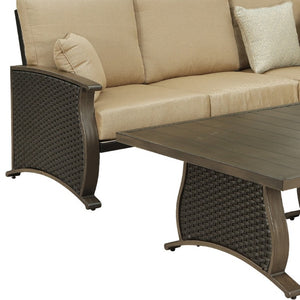 Two Piece Outdoor Metal Sectional Set with Side Table for Patio Entertaining