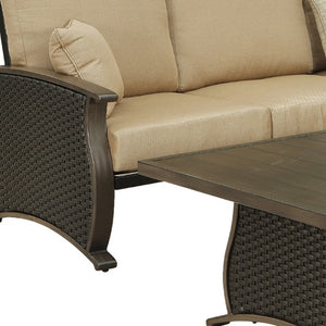 Two Piece Outdoor Metal Sectional Set with Side Table for Patio Entertaining