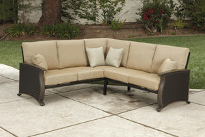 Two Piece Outdoor Metal Sectional Set with Side Table for Patio Entertaining