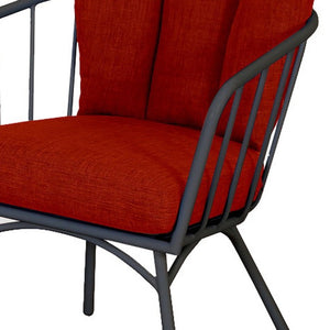 Three Piece Outdoor Metal Bistro Set with Two Chairs and Round Side Table