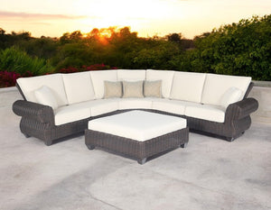 Four Piece Outdoor Wicker Sectional Set for Patio Lounge and Backyard Living