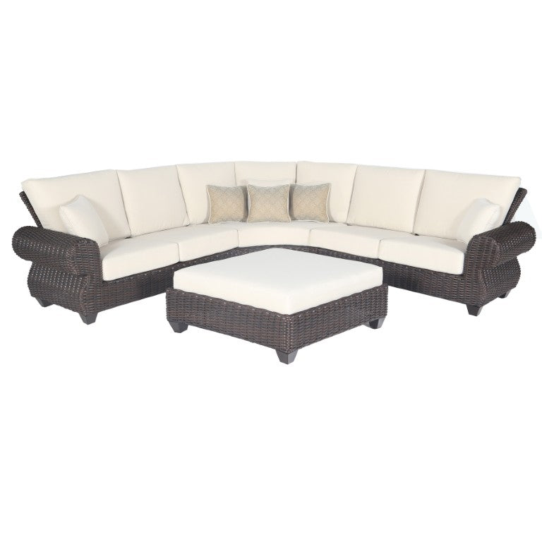 HomeRoots Four Piece Outdoor Wicker Sectional Set for Patio Lounge and Backyard Living 483725