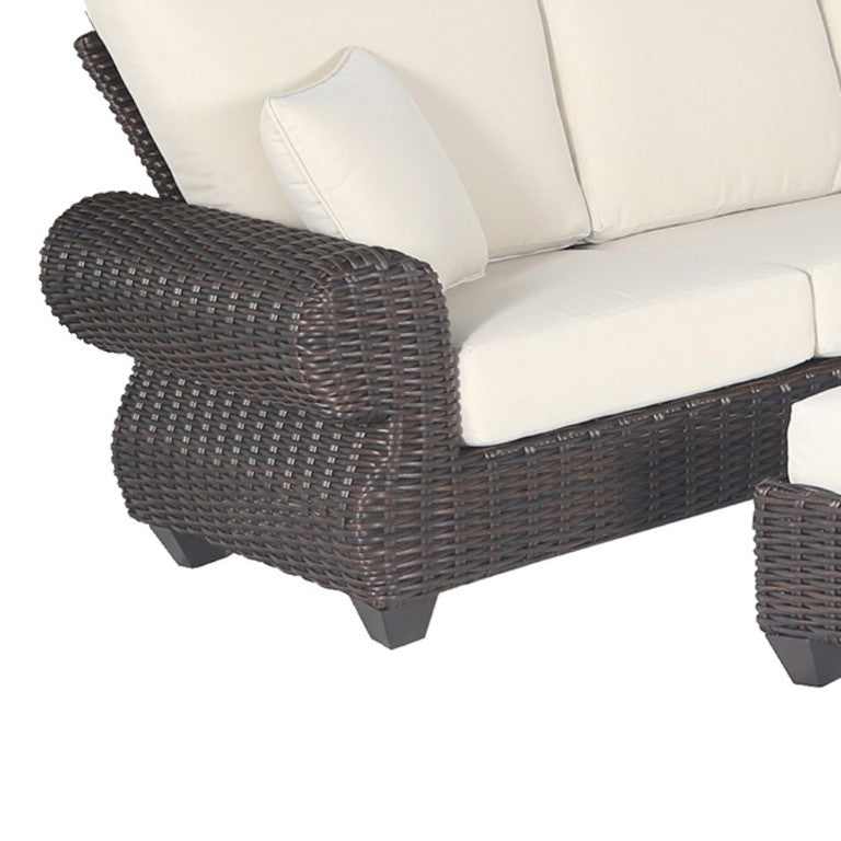 HomeRoots Four Piece Outdoor Wicker Sectional Set for Patio Lounge and Backyard Living 483725