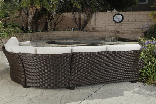 Four Piece Outdoor Wicker Sectional Set for Patio Lounge and Backyard Living
