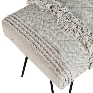 Homeroots 47" Ivory And Gold Geometric Black Leg Upholstered Bench  Metal 483749