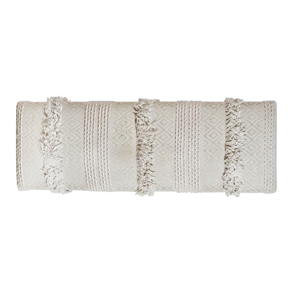 Homeroots 47" Ivory And Gold Geometric Black Leg Upholstered Bench  Metal 483749