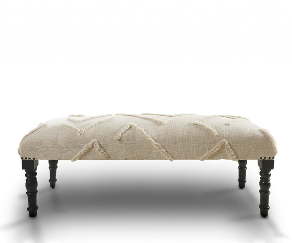 Homeroots 47" Cream And Black Leg Abstract Upholstered Bench  Manufactured Wood 483751
