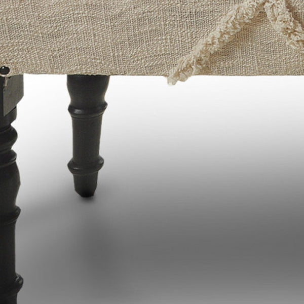 Homeroots 47" Cream And Black Leg Abstract Upholstered Bench  Manufactured Wood 483751