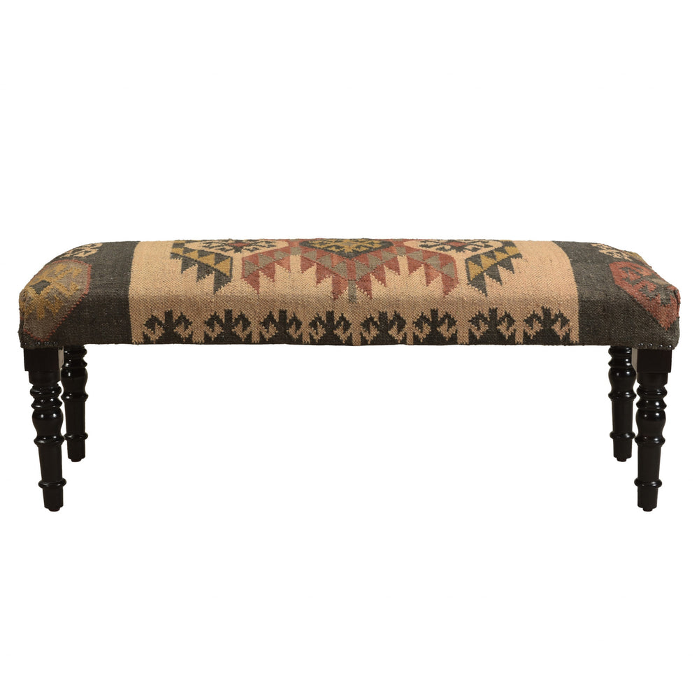 Homeroots 47" Shades Of Brown Black Leg Southwest Upholstered Bench  Manufactured Wood 483754
