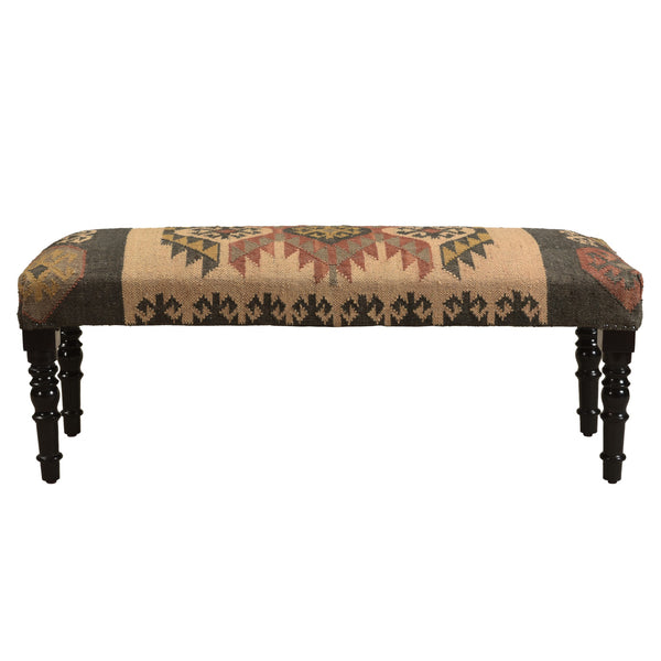 Homeroots 47" Shades Of Brown Black Leg Southwest Upholstered Bench  Manufactured Wood 483754