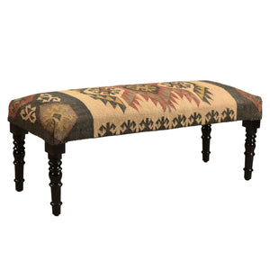 Homeroots 47" Shades Of Brown Black Leg Southwest Upholstered Bench  Manufactured Wood 483754