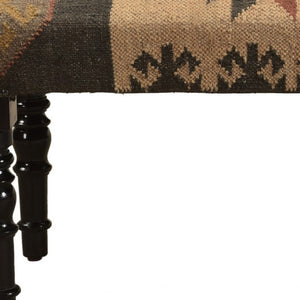 Homeroots 47" Shades Of Brown Black Leg Southwest Upholstered Bench  Manufactured Wood 483754