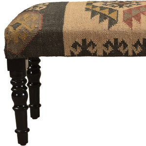 Homeroots 47" Shades Of Brown Black Leg Southwest Upholstered Bench  Manufactured Wood 483754