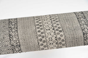 Homeroots 47" Charcoal Gray And White Black Leg Abstract Floral Upholstered Bench  Manufactured Wood 483755