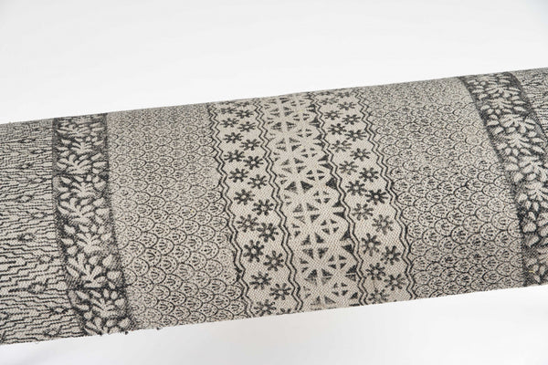 Homeroots 47" Charcoal Gray And White Black Leg Abstract Floral Upholstered Bench  Manufactured Wood 483755