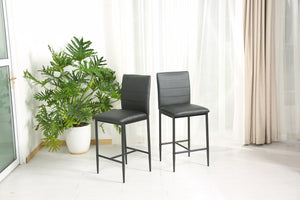 Homeroots Set Of Two 26" Black Faux Leather And Steel Counter Height Bar Chairs   483758