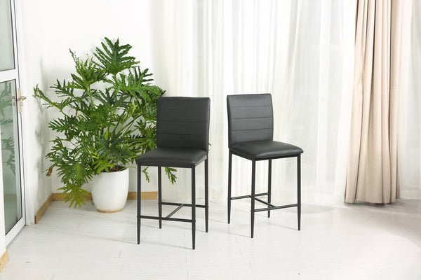 Homeroots Set Of Two 26" Black Faux Leather And Steel Counter Height Bar Chairs   483758