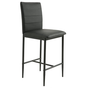 Homeroots Set Of Two 26" Black Faux Leather And Steel Counter Height Bar Chairs   483758