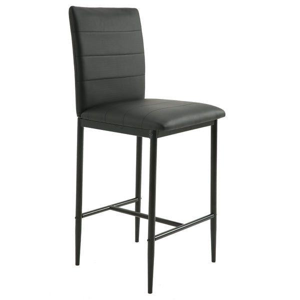 Homeroots Set Of Two 26" Black Faux Leather And Steel Counter Height Bar Chairs   483758