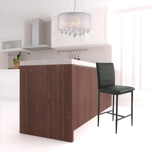 Homeroots Set Of Two 26" Black Faux Leather And Steel Counter Height Bar Chairs   483758