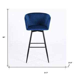 Homeroots Set Of Two 28" Rose And Black Velvet And Steel Low Back Bar Height Bar Chairs   483778