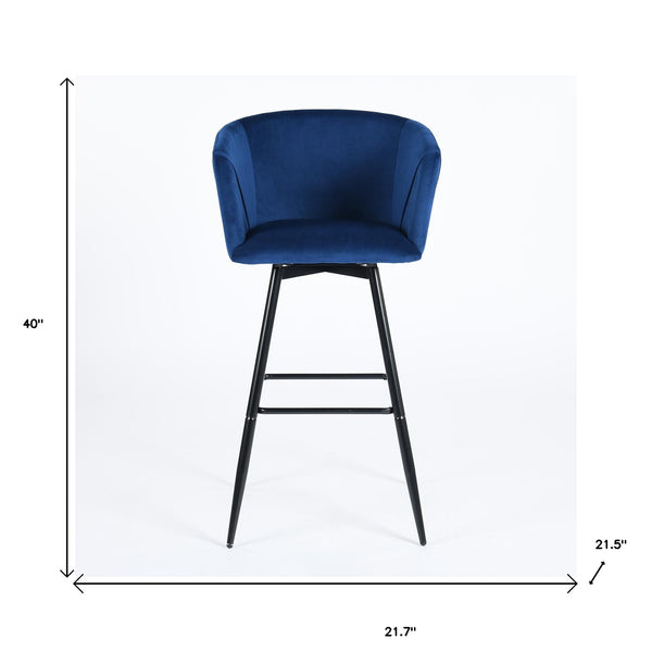 Homeroots Set Of Two 28" Rose And Black Velvet And Steel Low Back Bar Height Bar Chairs   483778